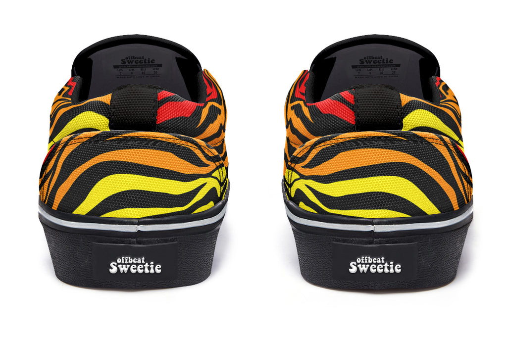 Rainbow Zebra Slip Ons - Offbeat Sweetie