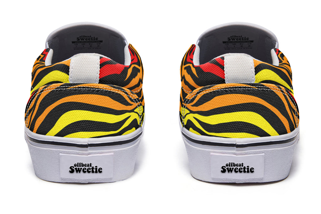 Rainbow Zebra Slip Ons - Offbeat Sweetie