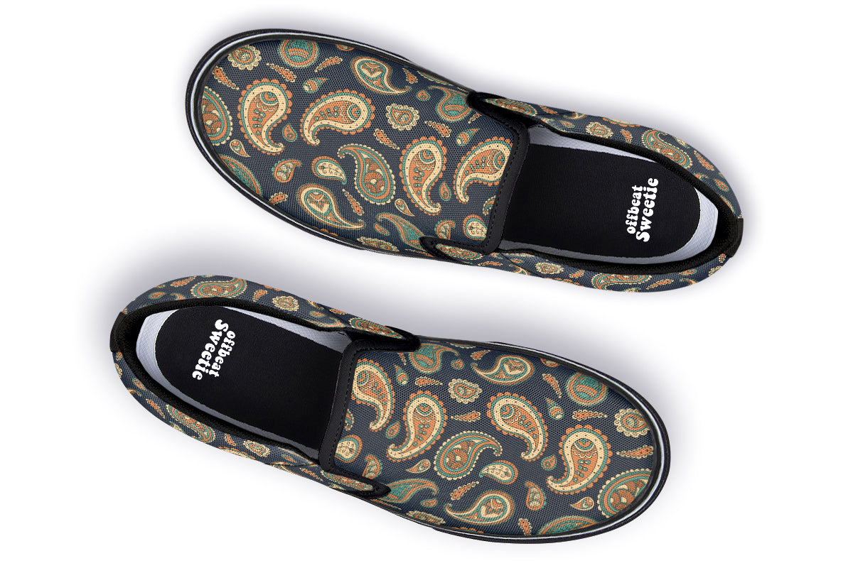 Retro Paisley Slip Ons - Offbeat Sweetie