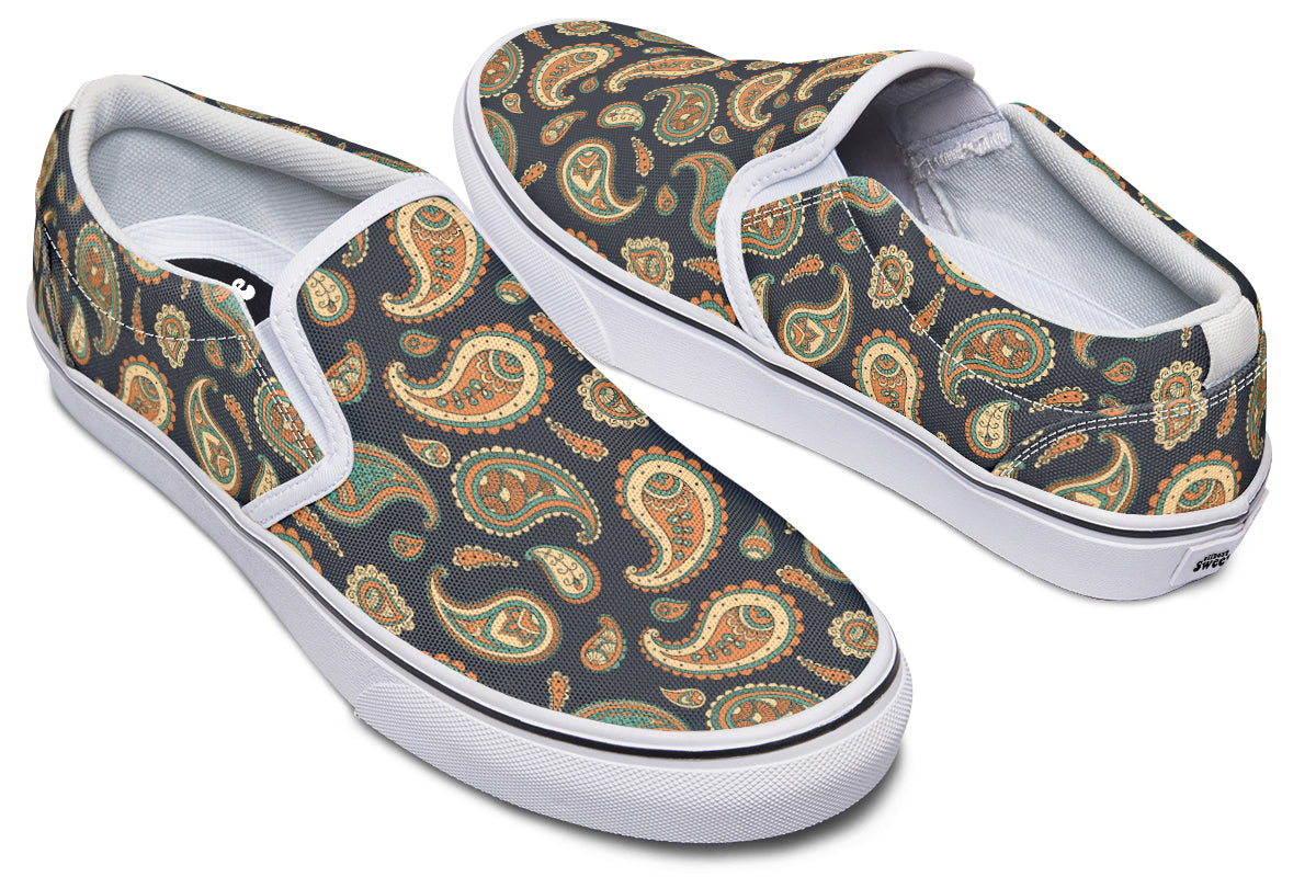 Retro Paisley Slip Ons - Offbeat Sweetie