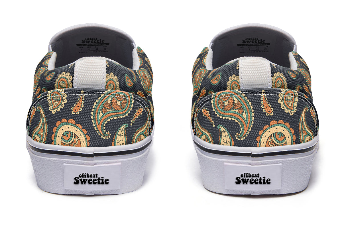 Retro Paisley Slip Ons - Offbeat Sweetie
