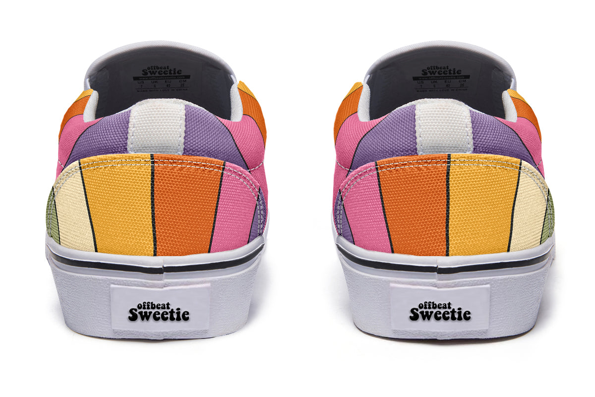 Retro Rainbow Slip Ons - Offbeat Sweetie
