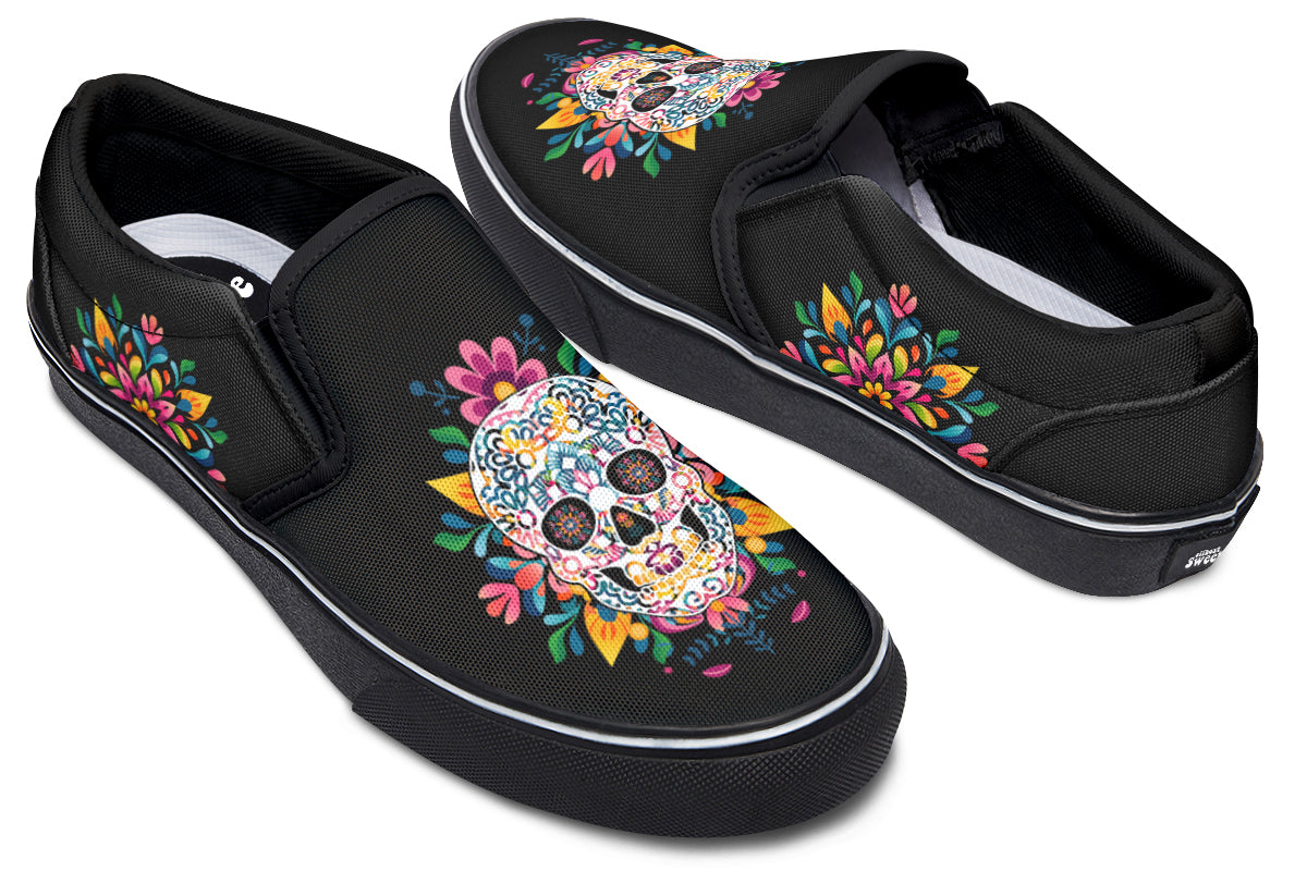 Sugar Skull Slip Ons - Offbeat Sweetie