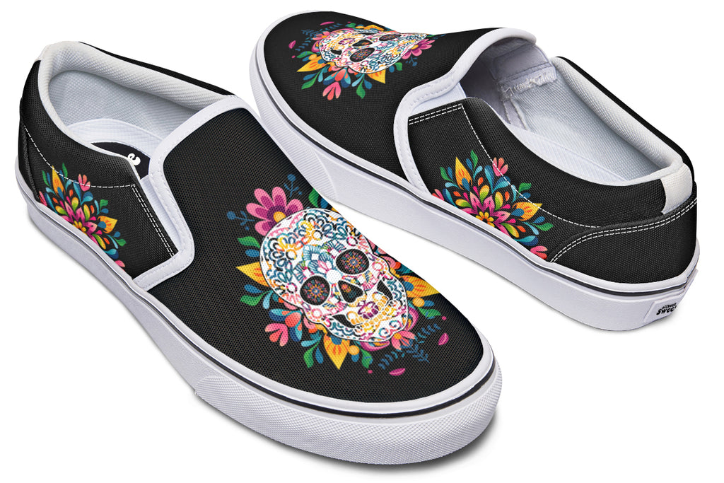 Sugar Skull Slip Ons - Offbeat Sweetie