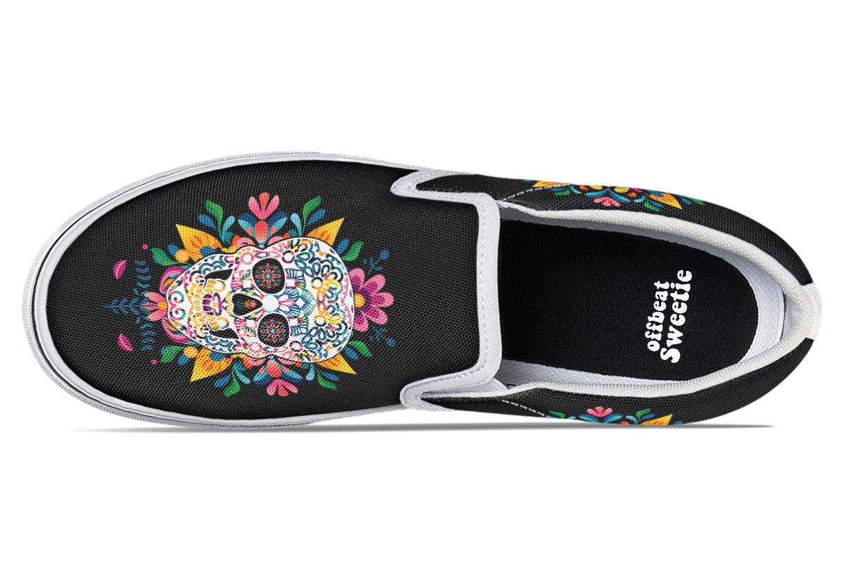 Sugar Skull Slip Ons - Offbeat Sweetie