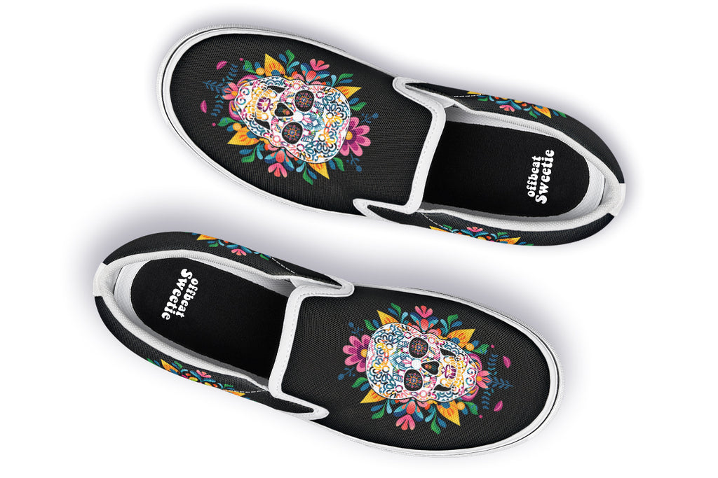 Sugar Skull Slip Ons - Offbeat Sweetie