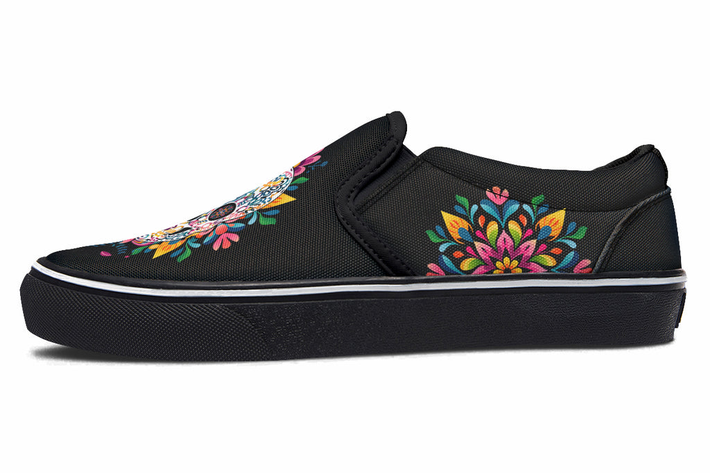 Sugar Skull Slip Ons - Offbeat Sweetie