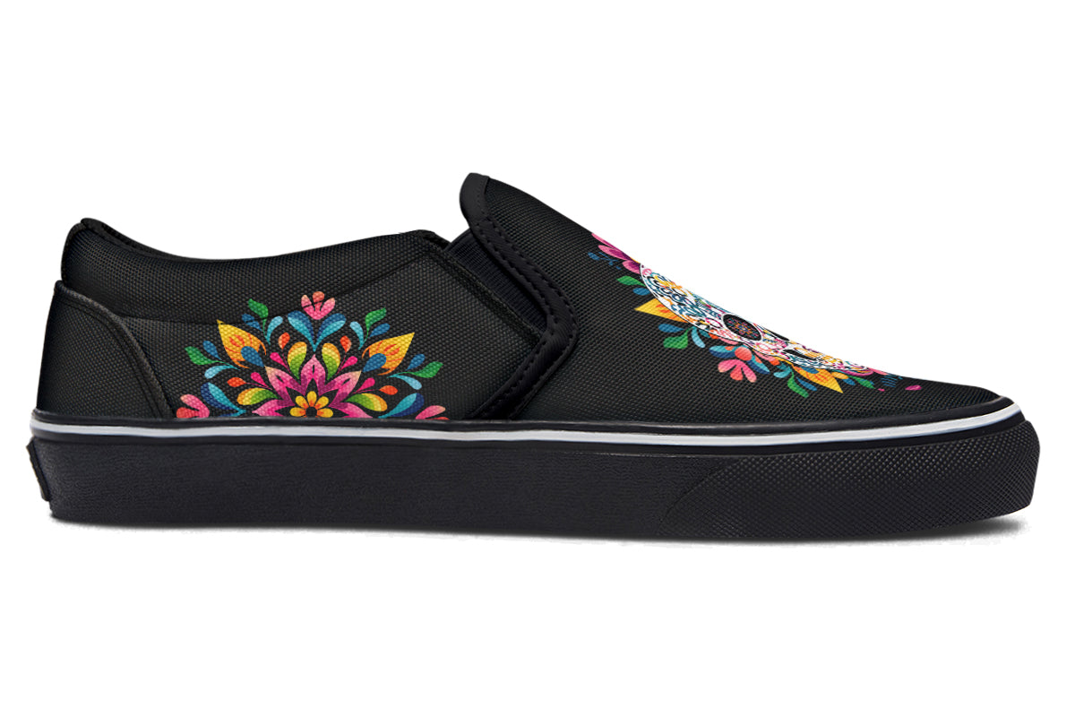 Sugar Skull Slip Ons - Offbeat Sweetie