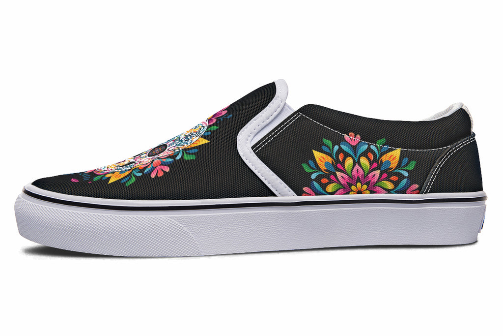 Sugar Skull Slip Ons - Offbeat Sweetie
