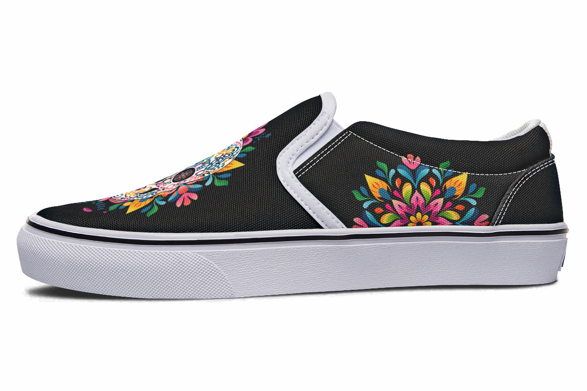 Sugar Skull Slip Ons - Offbeat Sweetie