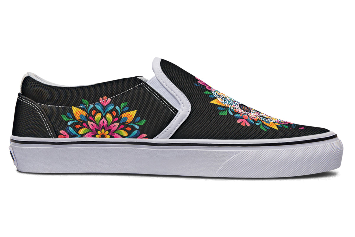 Sugar Skull Slip Ons - Offbeat Sweetie