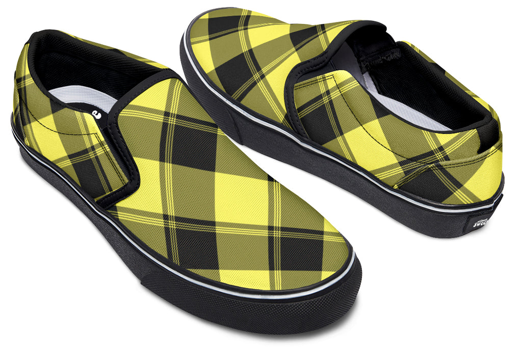 Sunny Yellow Plaid Slip Ons