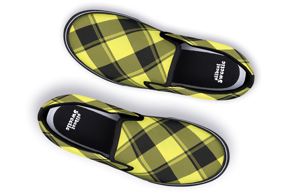 Sunny Yellow Plaid Slip Ons