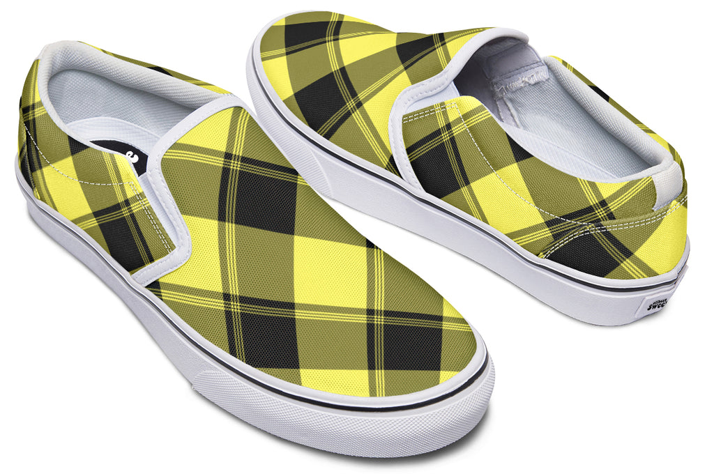 Sunny Yellow Plaid Slip Ons