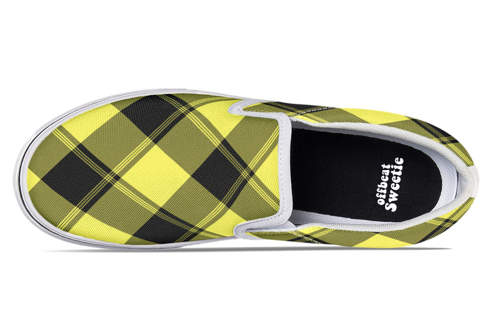 Sunny Yellow Plaid Slip Ons