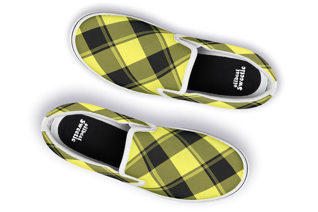 Sunny Yellow Plaid Slip Ons