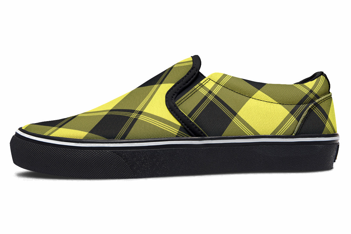 Sunny Yellow Plaid Slip Ons