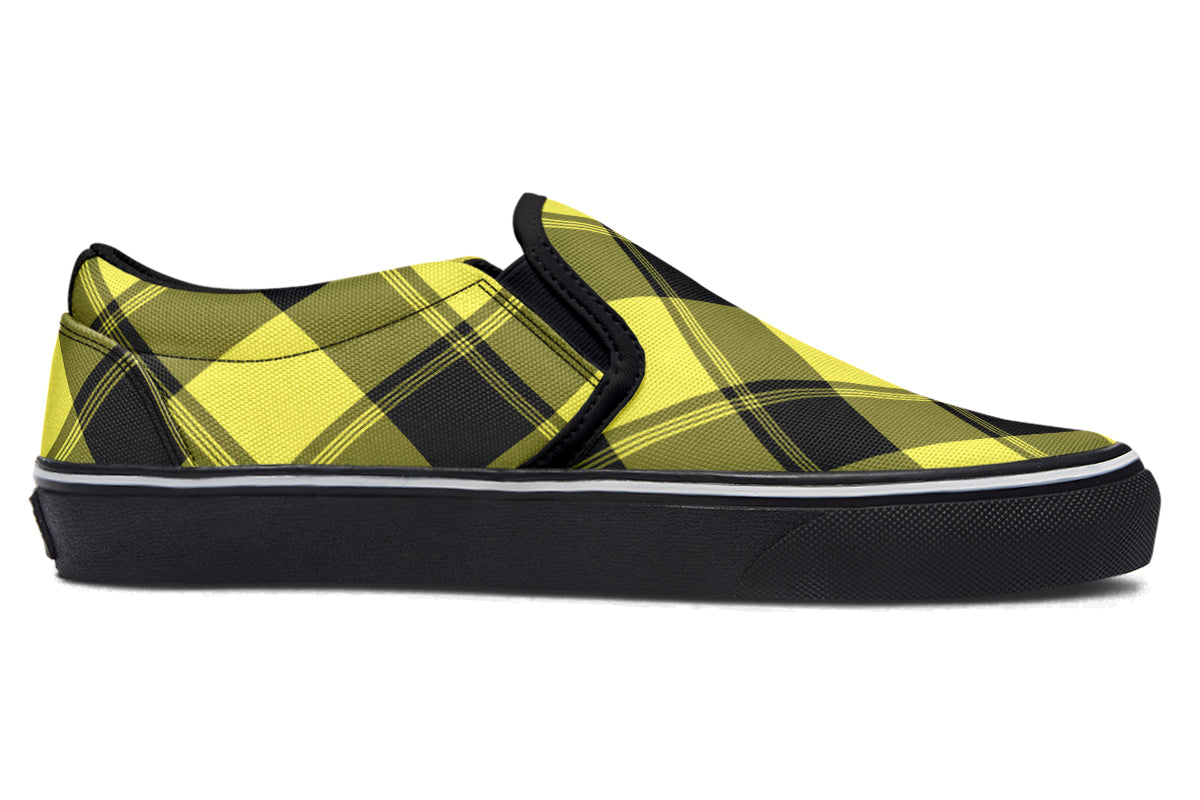 Sunny Yellow Plaid Slip Ons