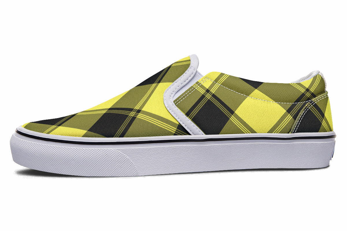 Sunny Yellow Plaid Slip Ons