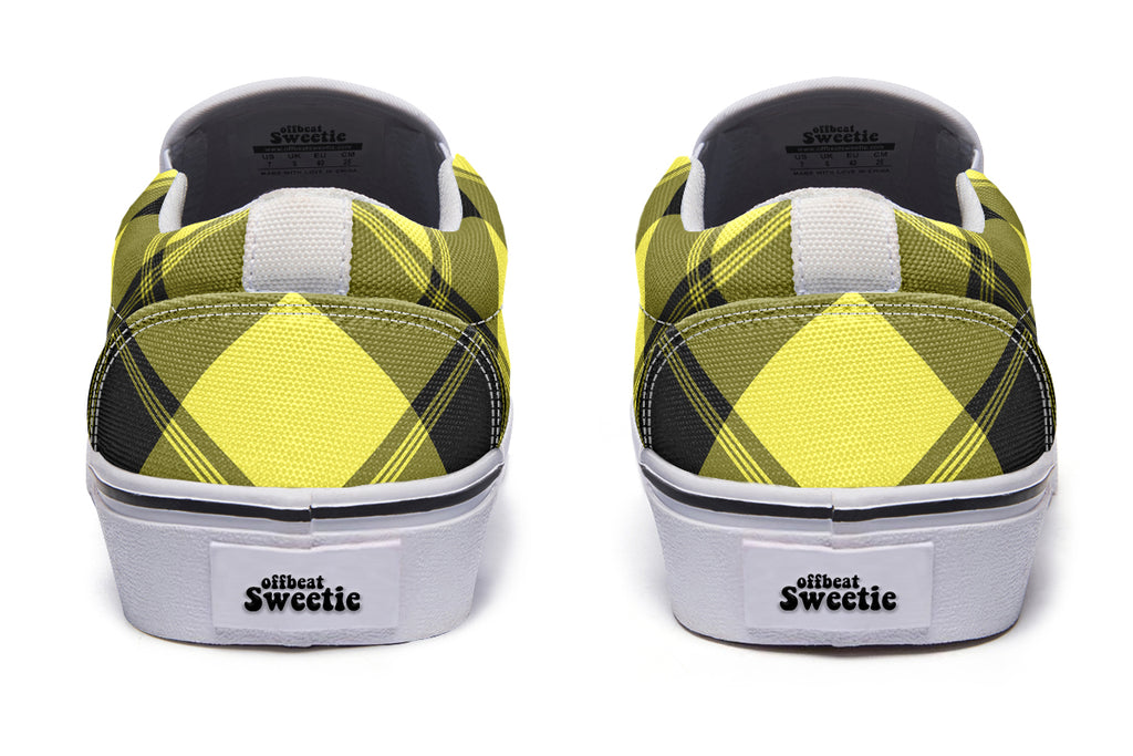 Sunny Yellow Plaid Slip Ons