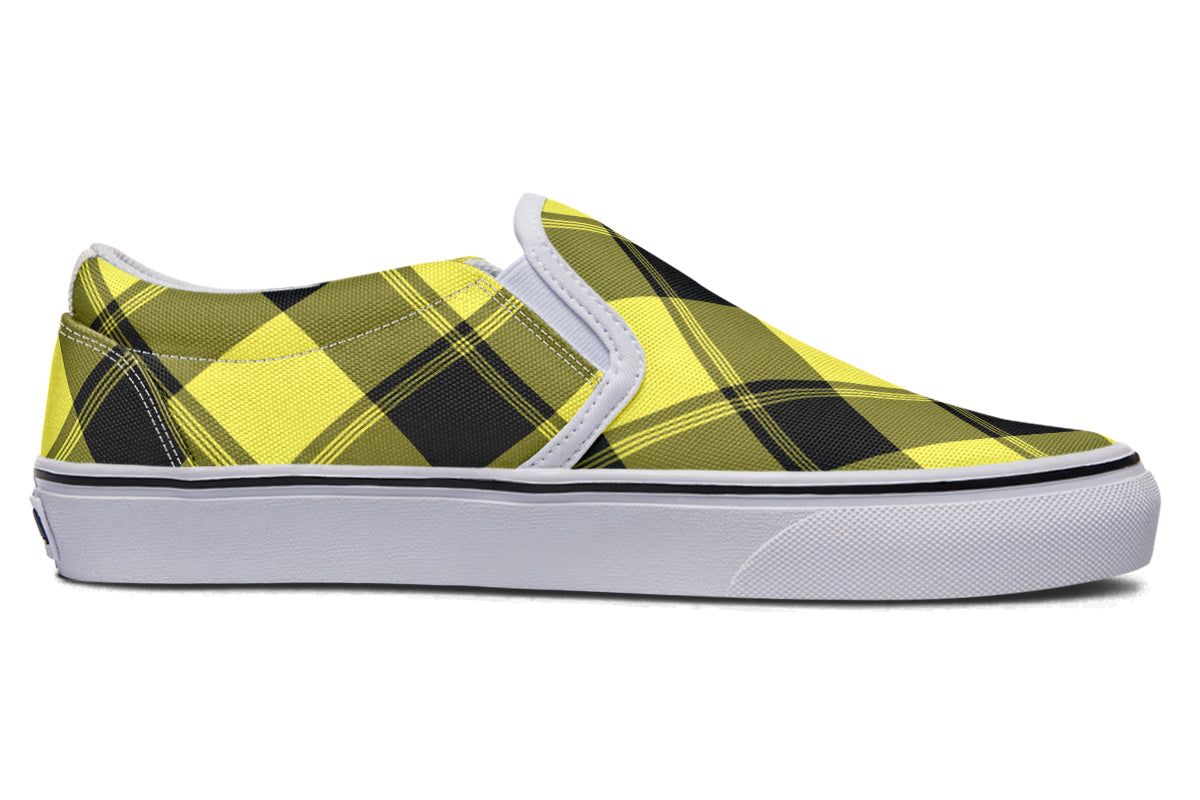 Sunny Yellow Plaid Slip Ons