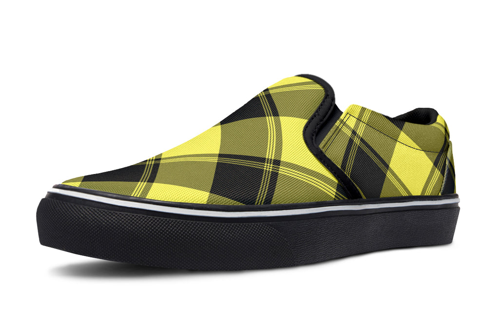 Sunny Yellow Plaid Slip Ons