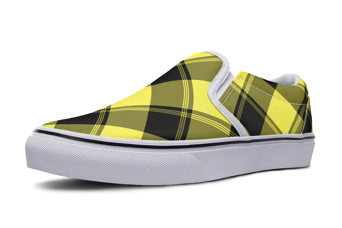 Sunny Yellow Plaid Slip Ons