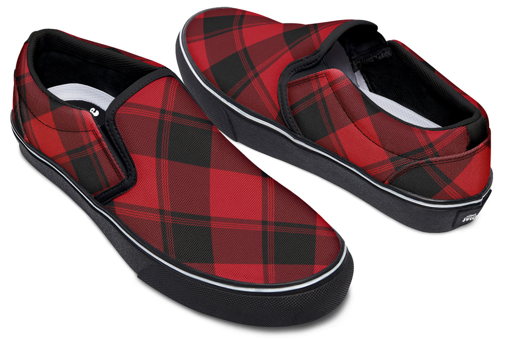 Toffee Apple Plaid Slip Ons
