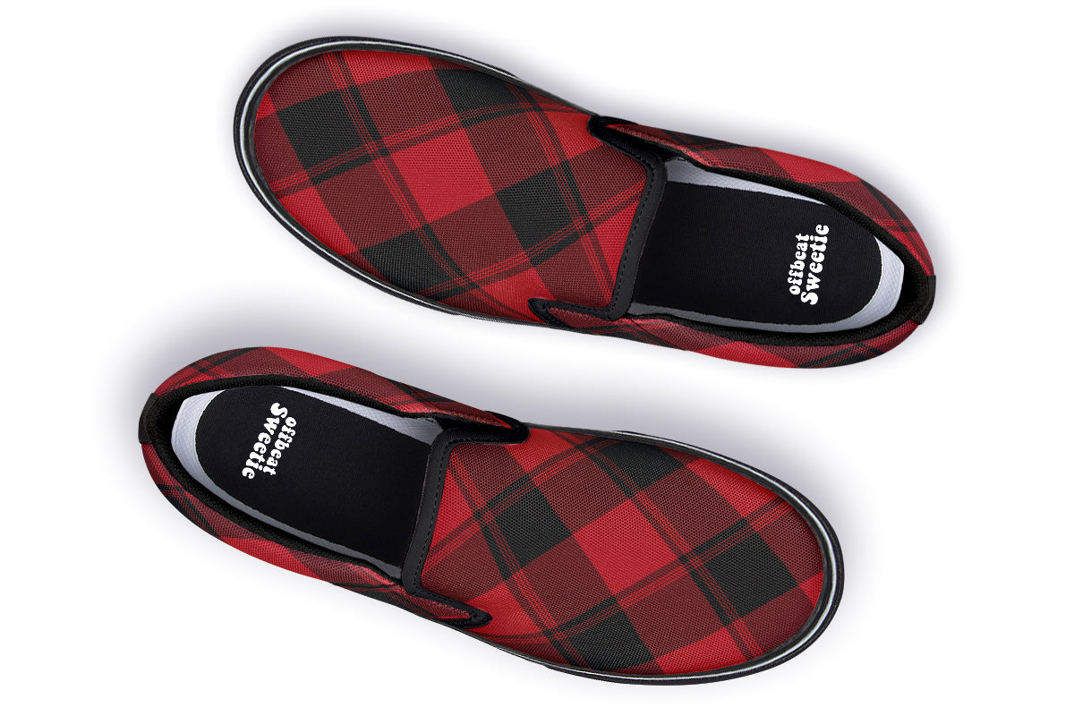 Toffee Apple Plaid Slip Ons