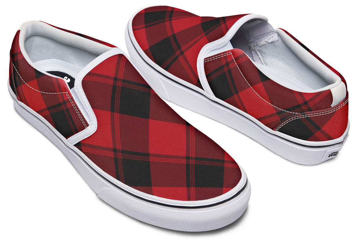 Toffee Apple Plaid Slip Ons