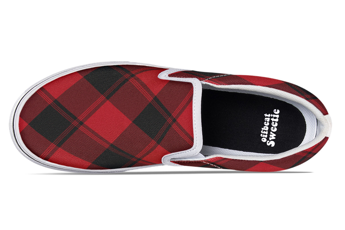 Toffee Apple Plaid Slip Ons
