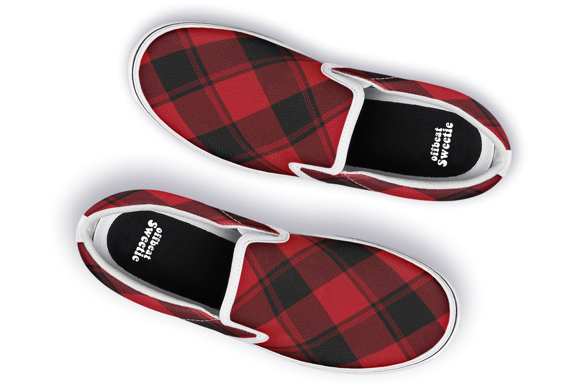 Toffee Apple Plaid Slip Ons