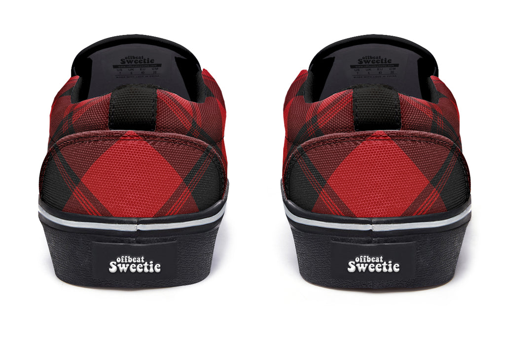 Toffee Apple Plaid Slip Ons