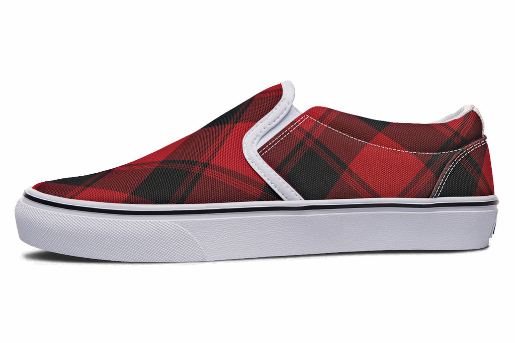 Toffee Apple Plaid Slip Ons