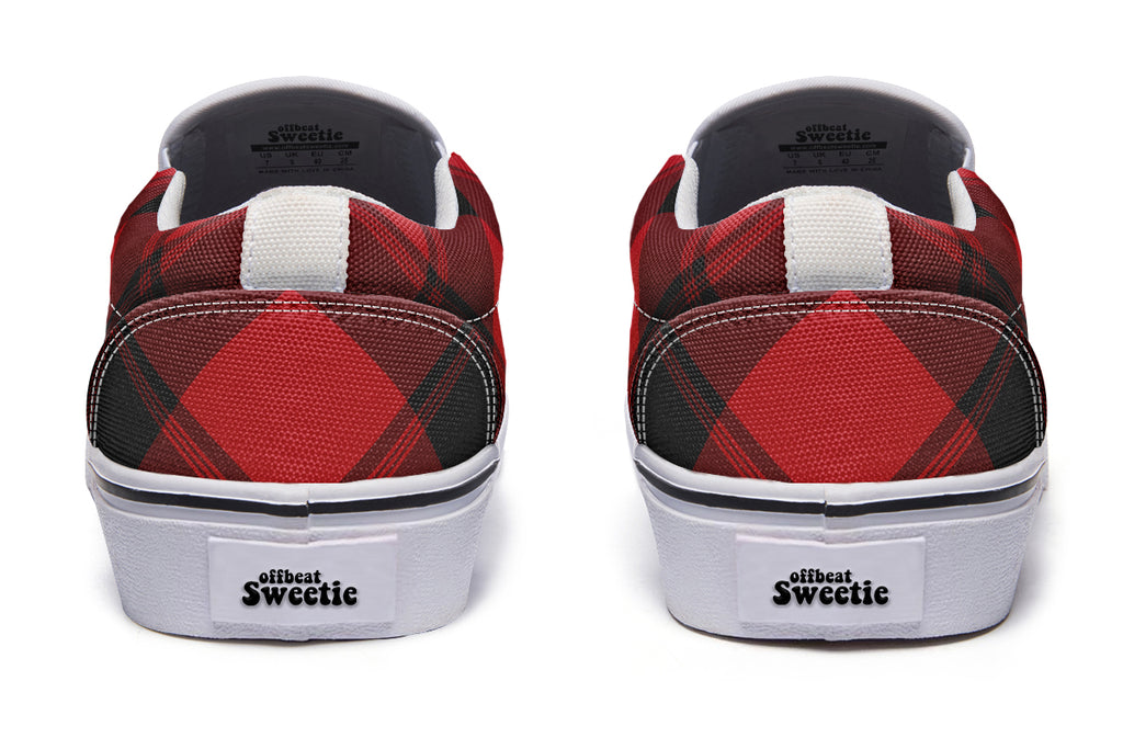 Toffee Apple Plaid Slip Ons