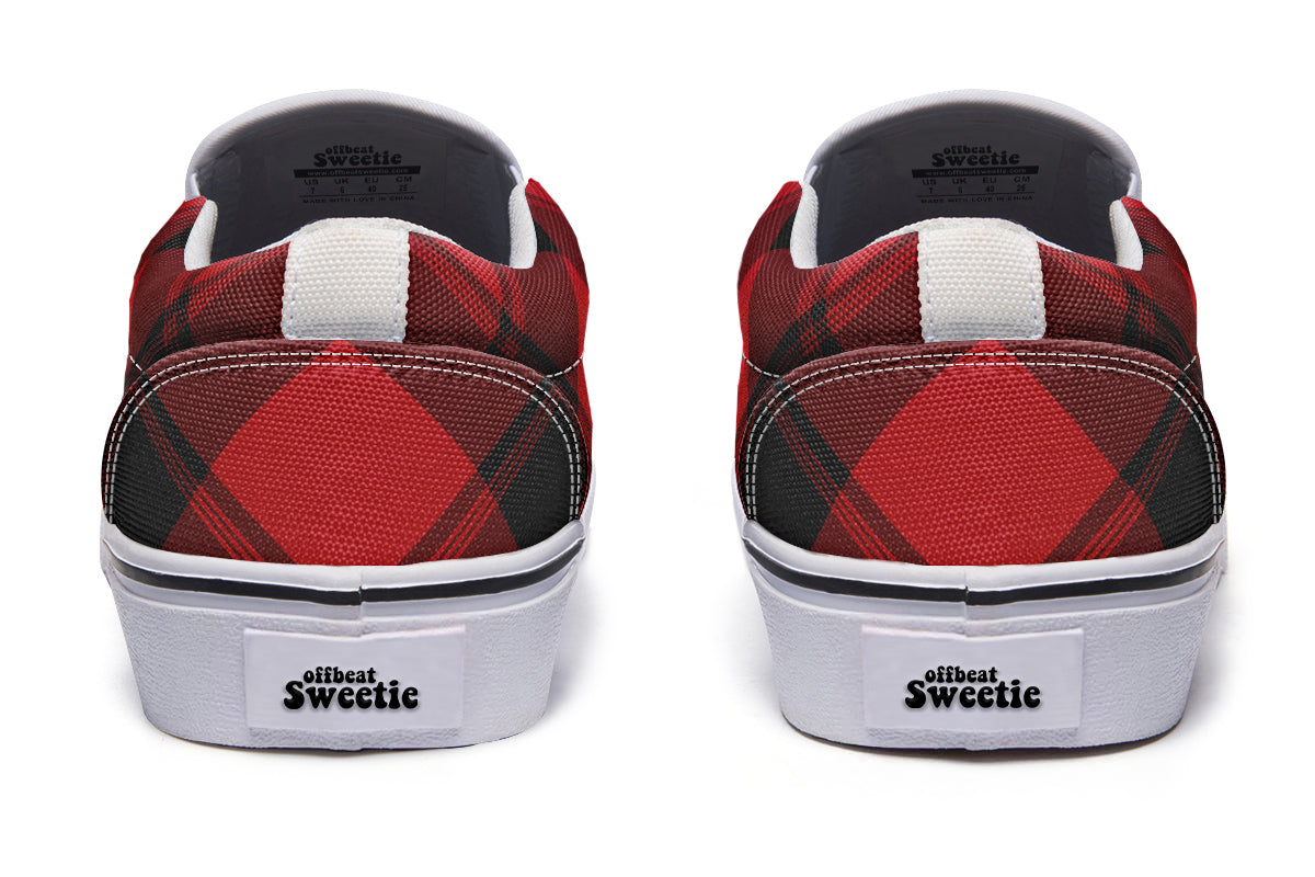 Toffee Apple Plaid Slip Ons