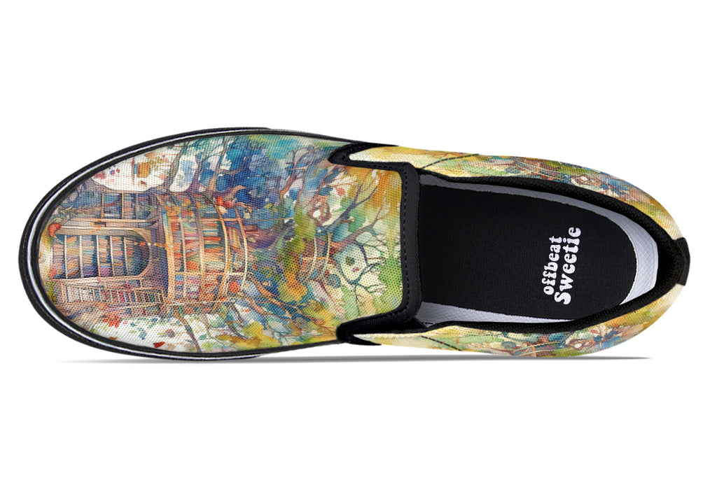 Tree Library Slip Ons - Offbeat Sweetie