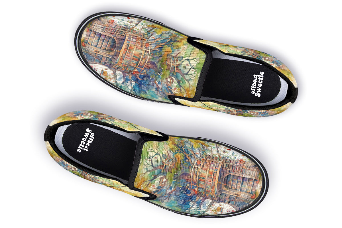 Tree Library Slip Ons - Offbeat Sweetie