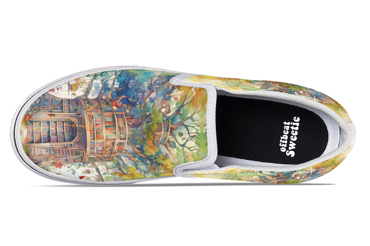 Tree Library Slip Ons - Offbeat Sweetie