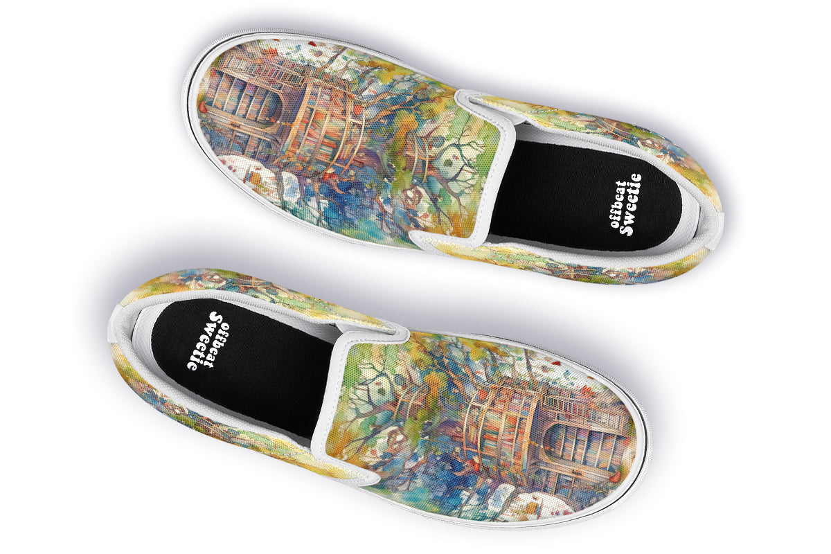 Tree Library Slip Ons - Offbeat Sweetie