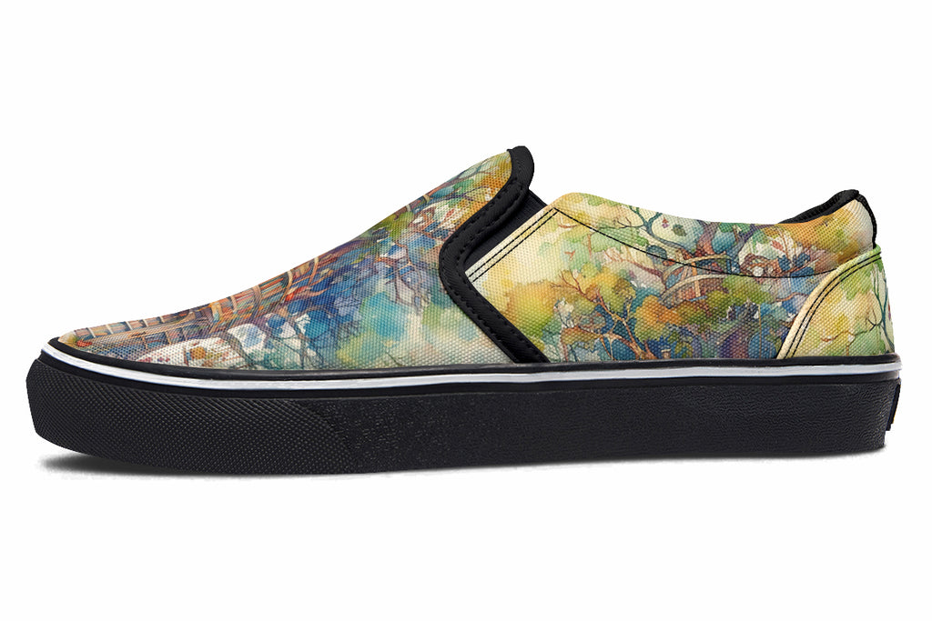 Tree Library Slip Ons - Offbeat Sweetie