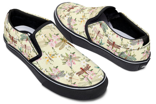 Vintage Dragonflies Slip Ons - Offbeat Sweetie