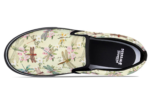 Vintage Dragonflies Slip Ons - Offbeat Sweetie