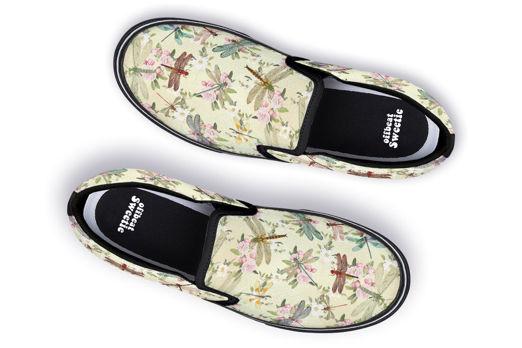 Vintage Dragonflies Slip Ons - Offbeat Sweetie