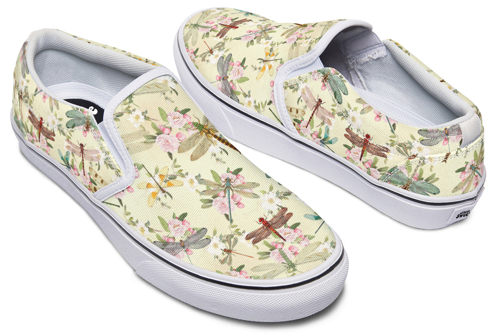 Vintage Dragonflies Slip Ons - Offbeat Sweetie