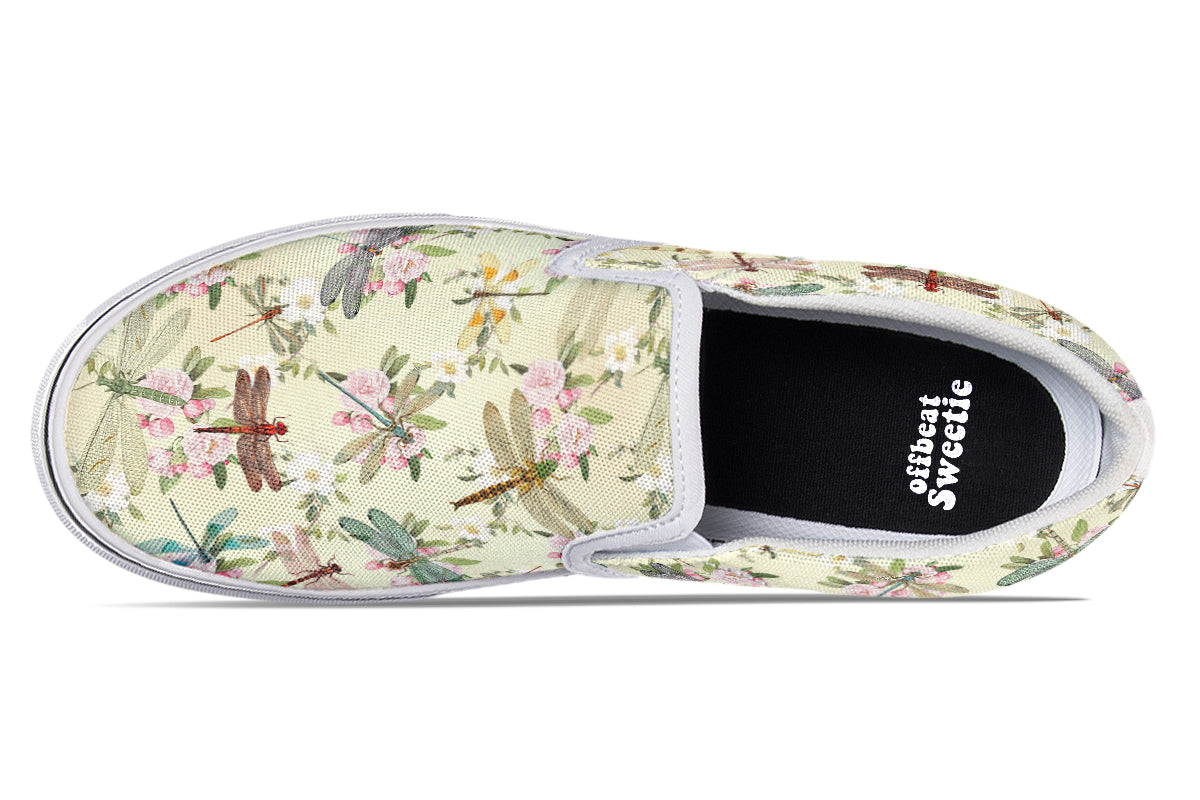 Vintage Dragonflies Slip Ons - Offbeat Sweetie