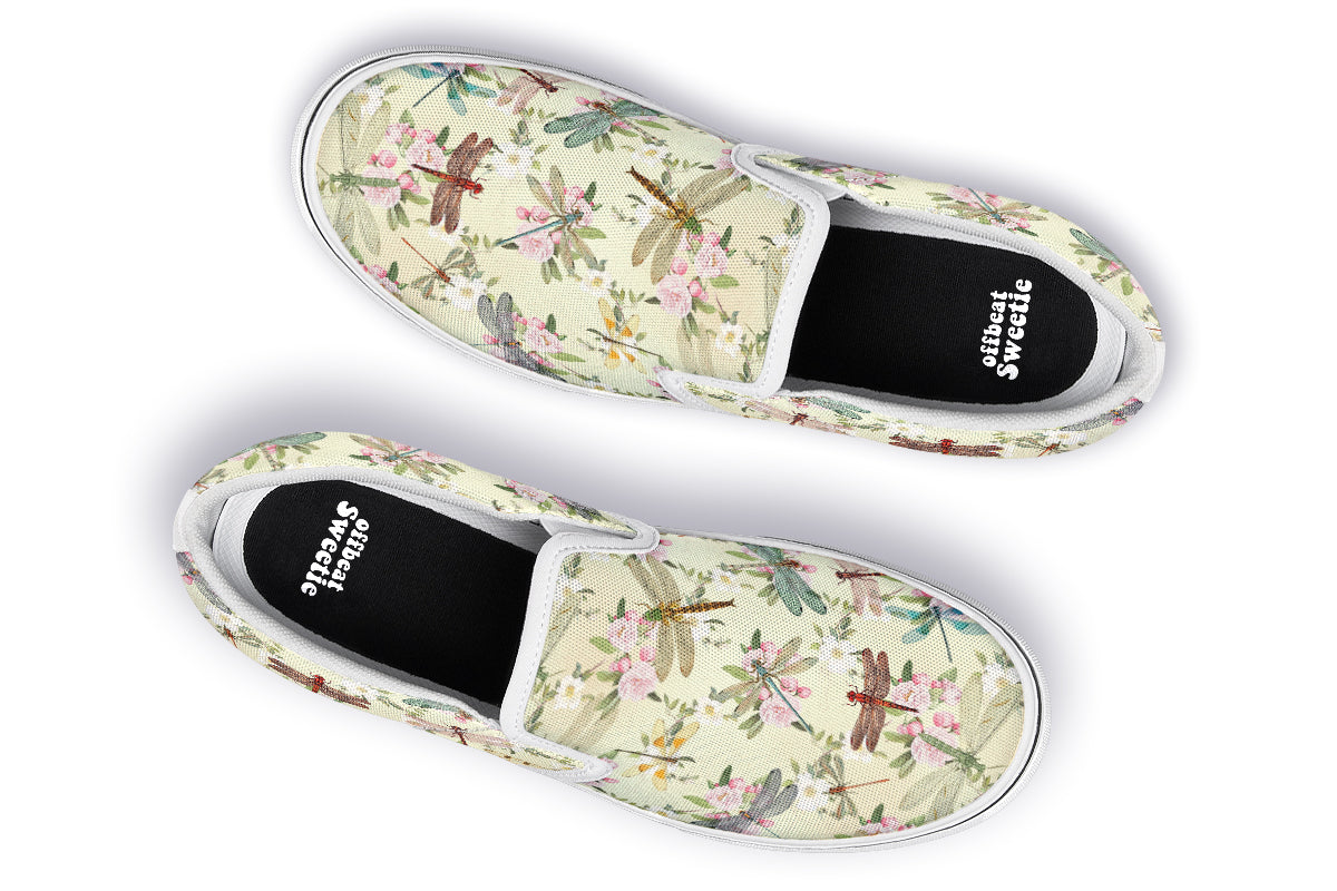 Vintage Dragonflies Slip Ons - Offbeat Sweetie
