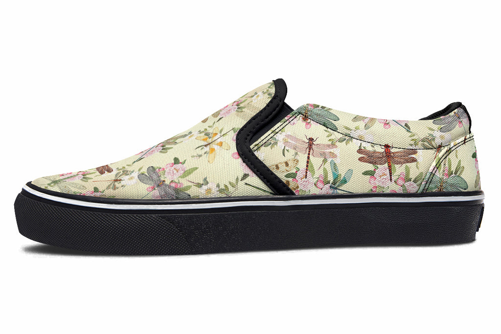 Vintage Dragonflies Slip Ons - Offbeat Sweetie