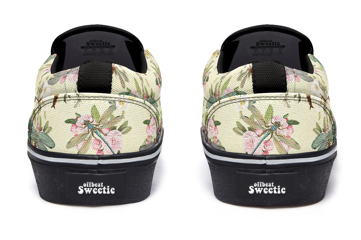 Vintage Dragonflies Slip Ons - Offbeat Sweetie