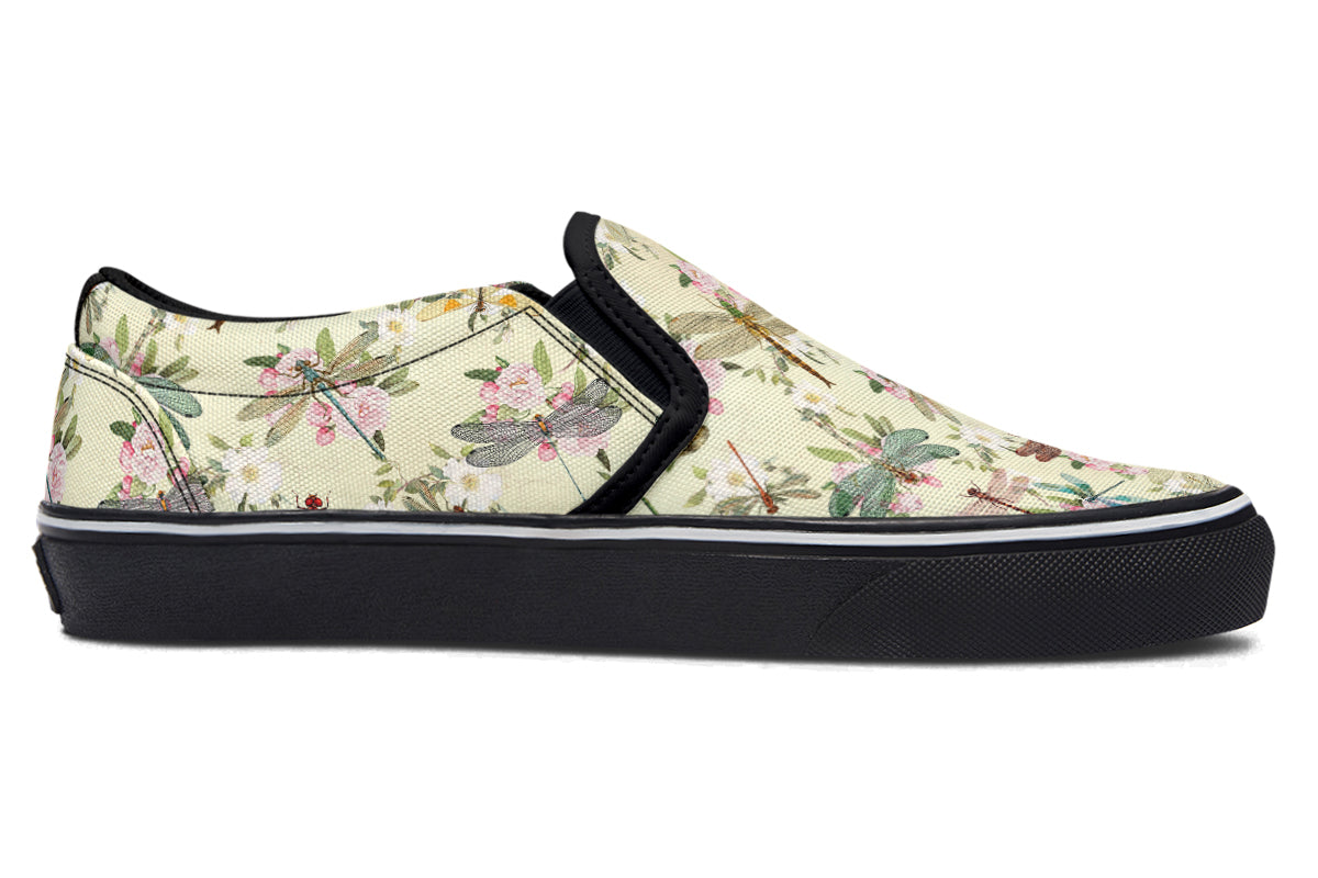 Vintage Dragonflies Slip Ons - Offbeat Sweetie
